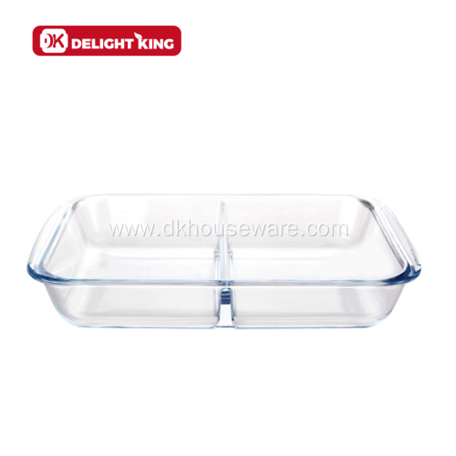 Glass Baking Tray with Divider Oven Safe Bakeware